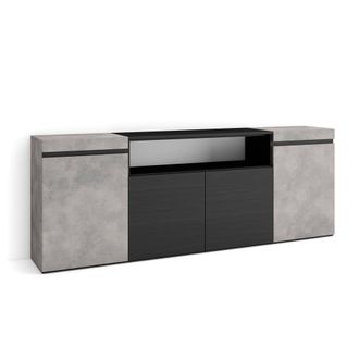 Skraut Home Aparadores Para Sal&oacute;n, Gran Capacidad De Almacenaje, 200x75x35cm, 4 Puertas, Armario, Zapatero, Estilo Moderno, Gris Cemento - Skraut Home