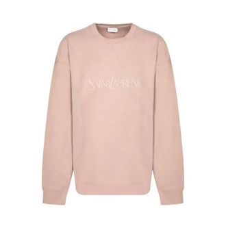 Saint Laurent Womens Crewneck Logo Embroidered Sweatshirt, Size X-Large