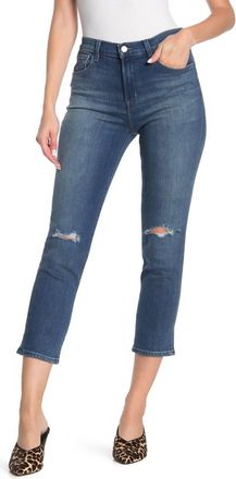 J Brand Ruby High Rise Crop Cigarette Jeans In Catch Destruct