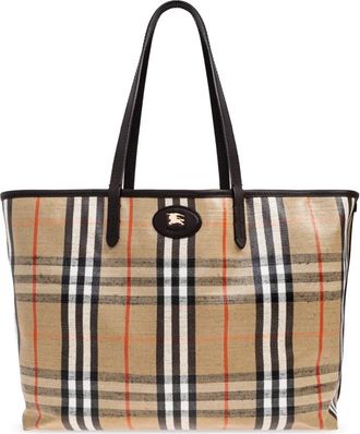 Burberry Medium Highlands Tote - Dames - Shoppers - Beige - ONE Size - Katoen - Tassen