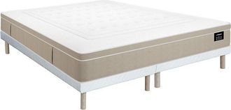 Vente-Unique Conjunto 180 x 200 cm somier tapizado + colch&oacute;n h&iacute;brido de muelles ensacados 7 zonas y gel viscoel&aacute;stico 28 cm de grosor - CIREVA de YSM&Eacute;E