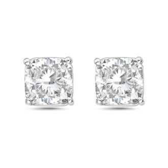Diana M. Jewels 14kt white gold lab grown cushion stud earrings weighing 8.27 cts tw set in a four prong setting