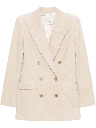 Isabel Marant Double-Breasted Blazer with Textured Fabric and Padded Shoulders