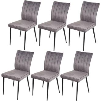 Hhg Hhg - Lote De 6 Sillas De Comedor 319, Silla Silla De Cocina, Terciopelo Metal, Gris Oscuro