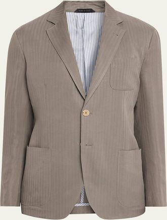 Giorgio Armani Mens Chevron Cupro Patch-Pocket Blazer