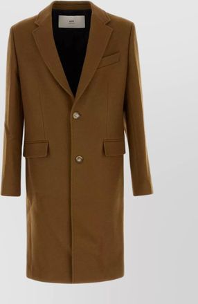 Ami wool long single-breasted coat