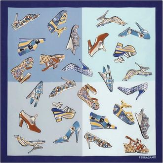 Ferragamo Square Silk Scarf with Genio Print Pattern