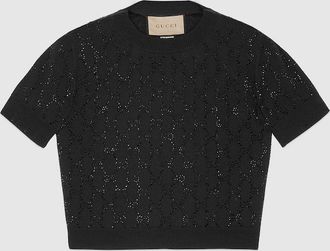 Gucci Fine Wool GG Crystal Top, Black, Ready-to-wear