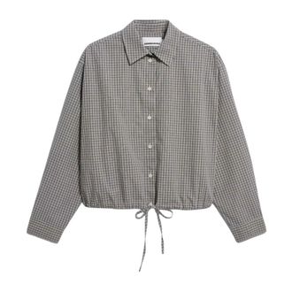 Armedangels Blusa con Cord&oacute;n de Mini Cuadros - Blouses & Shirts - Mujer - Azul - M