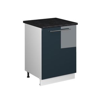 Vicco Mueble Bajo De Cocina Fame-line, Azul Oscuro Alto Brillo/blanco, 60 Cm 1 Puerta Con Encimera, Vicco