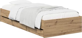 vidaXL Estructura De Cama Con Almacenamiento Roble Artisan 90 X 200 Cm Vidaxl