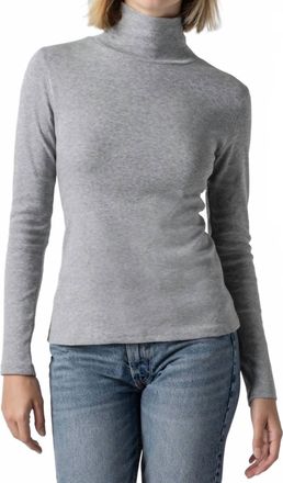 Lilla P Long Sleeve Turtleneck Tee In Heather Grey