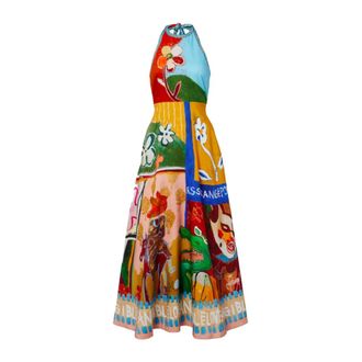 Alemais Mlak Halter Midi-jurk - Dames - Jurken - Veelkleurig - Maat: 3XS Linnen