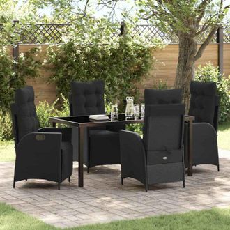 vidaXL Conjunto De Comedor De Jard&iacute;n 5 Pcs Negro Polirat&aacute;n Vidaxl