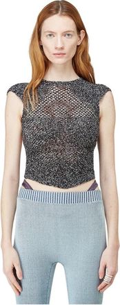Isa Boulder Mesh-Knit Crochet Top - Dames - Tops zonder mouwen - Zwart - L - Tops
