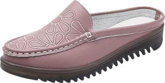 Generic Slip On Mules Shoes for Women Size 6.5 Leather Wide Fit Walking Mule Sandals Sneaker Backless Slip on Shoes Open Back Indoor Outdoor Nursing Shoes Lad