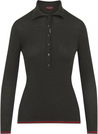 Gucci Bosgroene Kasjmier Zijden Polo - Dames - Polos - Groen - M - Kasjmier - Tops