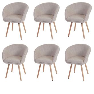 Hhg Hhg - Lote De 6 Silla De Comedor Malm&ouml; T633, Silla Silla De Cocina, Dise&ntilde;o Retro A&ntilde;os 50, Textil, Crema/gris