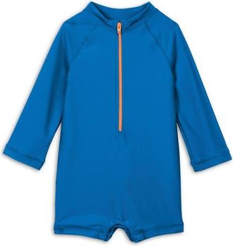 primary Long Sleeve One-Piece Rashguard Swimsuit in Blueberry at Nordstrom, Size 12-18M