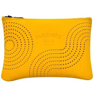 Herm&egrave;s Yellow Polyester Pouch (Pre-Owned)