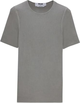 Msgm T-shirt van geribde viscose met korte mouwen - Dames - T-shirts - Grijs - L - Tops