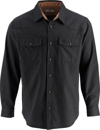 Legendary Whitetails Mens Western Flannel Shirt Button Up Brushed Cotton, Black Herringbone, Large