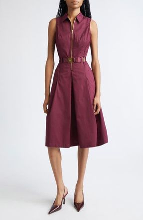 L'agence Kylo Belted Cotton Blend Shirtdress in Dark Port at Nordstrom, Size 10
