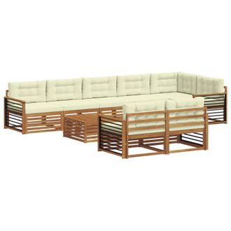 vidaXL Conjunto De Sof&aacute;s De Exterior Con Coj&iacute;n 9 Pcs Natural Y Crema Vidaxl