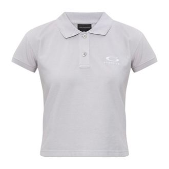 Balenciaga Polo Shirts, female, Gray, Size: XS Polo with Embroidered Logo