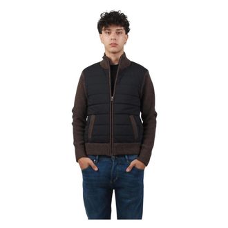 Barba Bruine wollen en nylon jas - Heren - Winterjassen - Bruin - M - Wol - Jassen