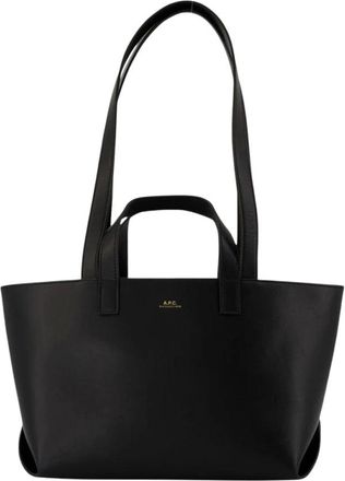 A.P.C. A.p.c., Tassen, Dames, Zwart, ONE Size, Katoen, Le Drummer Smooth Leather Tote
