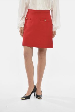 Valentino Virgin Wool and Silk Miniskirt with Rhinestones Valentino