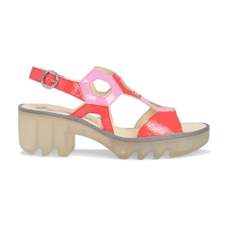 FLY London TRUL582FLY Nappalak Leather Womens Heels Sandals - Scarlet Pink - Size:UK 5