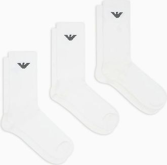 Emporio Armani Mens Emporio Armani 3-Pack Mens Eagle Logo Socks - White/White/White - Size: 16/14.5/8/15/8.5/15.5/9/13/13.5/14/6.5/7/7.5/11.5/5/12/5.5/12.5/6/3.5/3