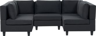 Beliani Sof&aacute; Modular Moderno 5 Plazas Tapizado Tela Poli&eacute;ster Respaldo Acolchado En Forma De U Negro Unstad