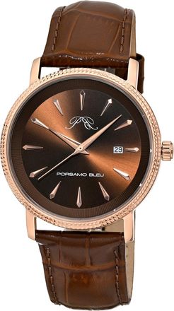 Porsamo Bleu Mens Veritas 2 Genuine Leather Band Watch 1362GVEL