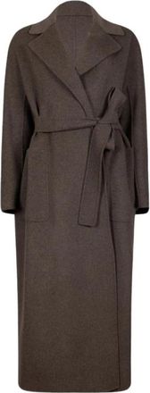 Max Mara Lange wollen ceintuurjas - Dames - Jas met riem - Bruin - L - Wol - Jassen