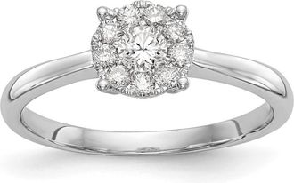 Diamond2Deal 14K White Gold Halo Cluster 1/3 Ct Diamond Engagement Ring