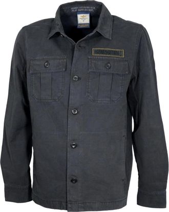 Aeronautica Ac 0036Uct 04233 Twill Shirt Jacket - Heren - Zomerjassen - Zwart - L - Katoen - Jassen