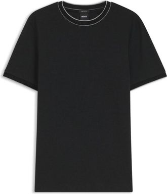 BOSS Regular-fit T-shirt in structured cotton with tipping details