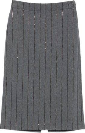 Brunello Cucinelli Gonna a matita midi con decorazione - Grigio