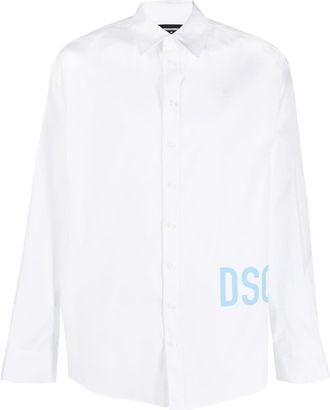 Dsquared2 logo-print cotton shirt - men - Cotton/Spandex/Elastane - 52 - White