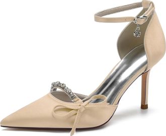 Minitoo Women Shoes Heels for Wedding High Heel Formal Party Pumps with Strappy BR003 Champagne UK 5