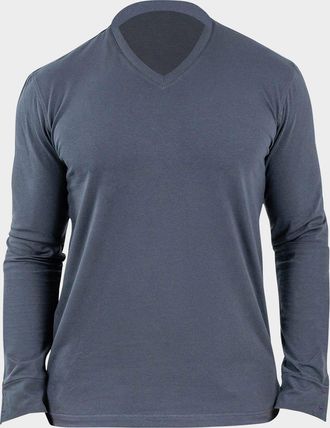 Maceoo Mens Edison Solid Ashes V-Neck Shirt