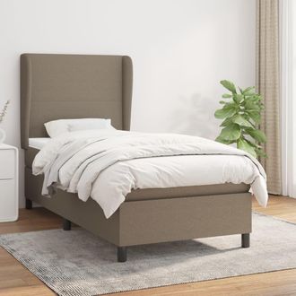 vidaXL Cama Box Spring Con Colch&oacute;n Tela Gris Taupe 90x200 Cm Vidaxl