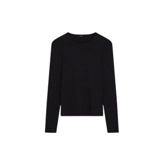 Joseph Long Sleeve T-Shirts, female, Black, M, Silk Stretch Top