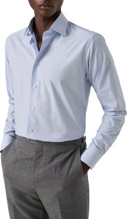 Eton Slim Fit Check Twill Dress Shirt in Light Blue at Nordstrom, Size 16.5