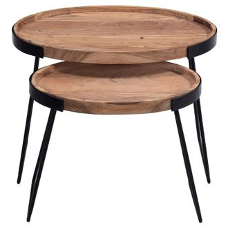 Miliboo Mesas Nido Metal Y Acacia Elavo