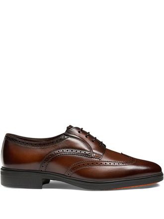 Santoni Easy brogues - men - Calf Leather/Lamb Skin/Goat Skin/Rubber - 10 1/2 - Brown