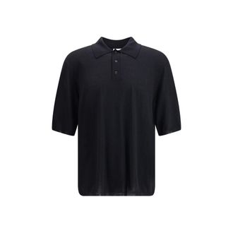 Saint Laurent Black Wool Polo Mens Shirt